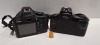 2 X MIXED CAMERA LOT TO INCLUDE 1X CANON E0S 1000F, 1X CANON EOS 1300D DIGITAL CAMERA - 2