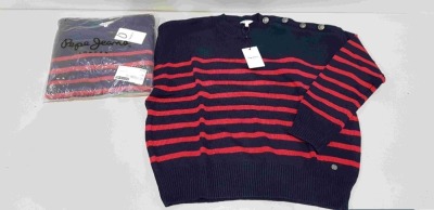 22 X BRAND NEW PEPE JEANS BRETONA JUMPERS IN VARIOUS SIZES FROM S - XL