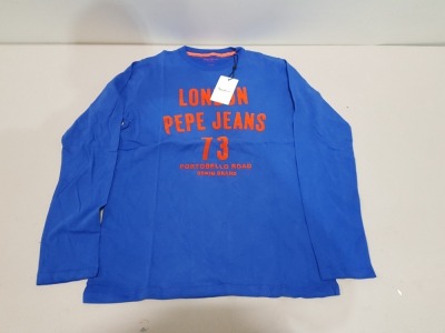 20 X BRAND NEW KIDS PEPE JEANS ROMEO LONG SLEEVE TOP IN BLUE VARIOUS SIZES TO INCLUDE AGE 6-16 YEARS