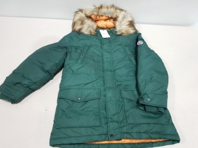 7 X BRAND NEW KIDS PEPE JEANS RIKK JACKETS WITH FAUX FUR HOOD IN GREEN VARIOUS SIZES