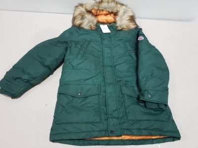 7 X BRAND NEW KIDS PEPE JEANS RIKK JACKETS WITH FAUX FUR HOOD IN GREEN VARIOUS SIZES