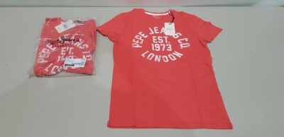 16 X BRAND NEW KIDS PEPE JEANS ANTHONY RED T-SHIRTS IN RED VARIOUS SIZES TO INCLUDE AGES 2-14 YEARS