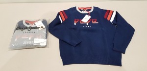 16 X BRAND NEW PEPE JEANS KIDS CREW NECK SWEATERS - ALL IN NAVY - ALL IN VARIOUS SIZES