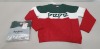 19 X BRAND NEW PEPE JEANS KIDS SUSO CREW NECK JUMPERS IN GREEN / RED - ALL IN VARIOUS SIZES