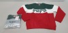 19 X BRAND NEW PEPE JEANS KIDS SUSO CREW NECK JUMPERS IN GREEN / RED - ALL IN VARIOUS SIZES