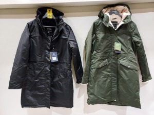 2 X BRAND NEW REGATTA COAT LOT CONTAINING - 1 X REGATTA REMINA BLACK PARKA JACKET SIZE UK14 - 1X REGATTA RIMONA KHAKI PARKA JACKET SIZE UK14 - ALL WITH TAGS