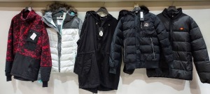 5 X PIECE MIXED BRAND NEW CLOTHING LOT CONTAINING - THE NORTH FACE RAGE FLEECE SIZE MEDIUM (WITH TAGS) - ELLESSE BLACK PUFFER JACKET SIZE MEDIUM (NO TAGS) - MOUNTAIN WAREHOUSE SNOW JACKET SIZE UK 14 ( NO TAGS) - BRAVE SOUL LIGHT WEIGHT PARKA SIZE 22 (WITH