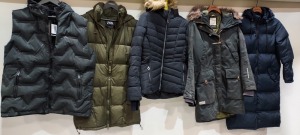 5 X PIECE MIXED BRAND NEW CLOTHING LOT CONTAINING -ZARA PUFFER GILET SIZE XS (NO TAGS) BOO HOO MAN PUFFER GILET SIZE MEDIUM (WITH TAGS) - BRAVE SOUL PUFFER PARKA SIZE 10 - (NO TAGS) ETC