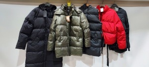 5 X PIECE MIXED BRAND NEW CLOTHING LOT CONTAINING - BOO HOO PUFFER JACKET XS (WITH TAGS) - H&M RED PUFFER JACKET XL (WITH TAGS) - BRAVE SOUL PUFFER PARKA SIZE 14 (WITH TAGS) ETC