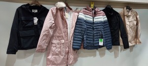 5 X PIECE MIXED BRAND NEW CLOTHING LOT CONTAINING - TOG 24 PUFFER JACKET- 8-(WITH TAGS) - CAPSULE FAUX FUR HOODED PARKA UK14-(WITH TAGS) - BOOHOO CROC EFFECT JACKET-UK14-(WITH TAGS) ETC