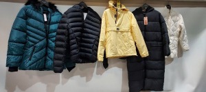 5 X PIECE MIXED BRAND NEW CLOTHING LOT CONTAINING - PULL & BEAR 1/2 ZIP JACKET-SMALL-(NO TAGS)- MISSPAP OVERSISED PUFFER COAT-UK10-(WITH TAGS)- FRENCH CONNECTION PUFFER COAT- MEDIUM-(WITH TAGS)- SELECT FUR TRIM HOODED PUFFER JACKET-UK12-(WITH TAGS) ETC