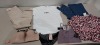 25 X BRAND NEW MIXED CLOTHING LOT CONTAINING- MISS GUIDED BODYSUIT - PRETTY LITTLE THING BODYSUIT- MISS GUIDED CROC STYLE PANTS - MISS GUIDED HEM LEATHER TROUSERS- WONDERBRA - NIKE SPORTS BRA- EMPORIO ARMANI T-SHIRT ETC -ALL IN VARIOUS SIZES