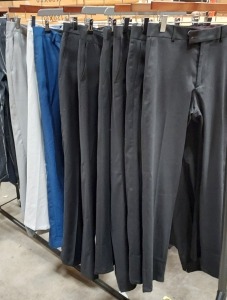 9 X BRAND NEW LOCKSTOCK LONDON AND CAVANI TROUSERS IN VARIOUS STYLES AND COLOURS IN SIZES 28 - 30 - 32 ETC