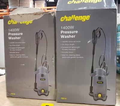 6 X CHALLENGE 1400W PRESSURE WASHER FB510 (PLEASE NOTE SOME BOXES SLIGHTLY DAMAGED)