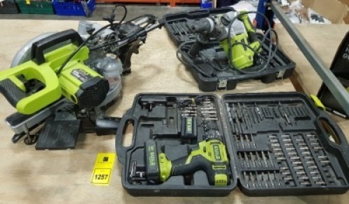 3 PIECE GUILD USED MIXED TOOL LOT CONTAINING 1 X 1700W 210MM SLIDING ...