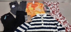 25 X BRAND NEW MIXED CLOTHING LOT CONTAINING - MISSGUIDED CROP TOP - PRETTY LITTLE THING KNITTED CARDIGAN-HOLLISTER TOP - TERRANOVA JEANS - DOROTHY PERKINS DRESS -OASIS DRESS - 2X M&S WOMENS BRIEFS - ETC -ALL IN VARIOUS SIZES