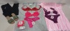 25 X BRAND NEW MIXED CLOTHING LOT CONTAINING - PRETTY LITTLE THING BODYSUIT- 2XSAVAGE FENTI THONG - 2XSAVAGE FENTI BRALETTE - SAVAGE FENTI BRA - STATUS DENIM JEANS - SAVAGE FENTI KNICKERS - GYM SHARK GYM TOP - ETC IN VARIOUS SIZES