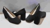 17 X BRAND NEW ITALY ZACCHO BLACK/AUBERGINE COURT HEELED SHOES IN SIZES - 27 38 40 RRP-£39.95 PP TOTAL RRP-£679.15