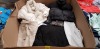 FULL PALLET CLOTHING BOX CONTAINING 1X MISSGUIDED COAT - FRENCH CONNECTION JOGGERS - URBAN BLISS KNITTED JUMPER - NEXT KIDS COAT - NEW LOOK DRESS- NEXT SHIRT - NASTY GAL GILET NEXT BRIEFS ETC ALL VARIOUS SIZES