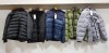 5 X BRAND NEW MIXED LOT CONTAINING JACK AND JONES NAVY PUFFER COAT SIZE LARGE - JACK AND JONES FAUX FUR HOODED COAT SIZE 4XL - JACK AND JONES PUFFER COAT SIZE 4XL ETC