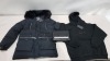 3 X PIECE MIXED BRAND NEW LOT CONTAININNG JAMESON CARTER FUR LINED PUFFER COAT SIZE 10 - JAMES CARTER LEATHER BAG - JAMES CARTER HOODIE IN BLACK SIZE SMALL