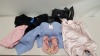 25 X BRAND NEW MIXED CLOTHING LOT CONTAINING- DUNE LONDON - FLAMAANT ROSE JACKET - MISSGUIDED SHIRT DRESS - BOO HOO DRESS - HAVAINAS SANDALS - MISSGUIDED MINI DRESS - MISSGUIDED KNITTED JUMPER - ETC IN VARIOUS SIZES