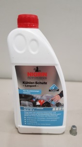 42 X BRAND NEW NIGRIN PERFORMANCE 1500ML G11 ANTI-FREEZE FOR GERMAN MANUFACTURED VEHICLES (NOTE: INSTRUCTIONS ARE IN GERMAN AND THERE IS A DATE STAMP 21/10/16) - IN 7 CARTONS