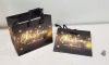 2400 X BRAND NEW HOUSE OF FRASER BLACK & GOLD QUALITY GIFT BAGS WITH CORD HANDLES 16 X 16 CM - IN 6 BOXES (CHRISTMAS THEMED)