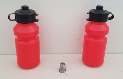 400 PLUS RED PLASTIC DRINK BOTTLES -