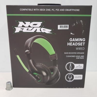 32 X BRAND NEW NO FEAR CUSHIONED BASS BOOSTED GAMING HEADPHONES WITH MIC - (360 SOUND ABSORPTION) 1.4 METER CABLE LENGTH - IN 2 BOXES