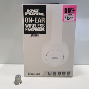 21 X BRAND NEW NO FEAR WIRELESS BLUETOOTH CUSHIONED HEADPHONES IN WHITE - PICK LOOSE