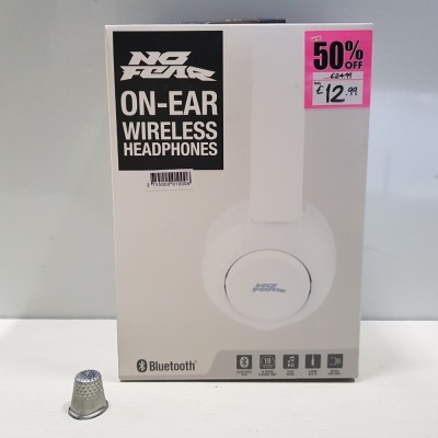 21X BRAND NEW NO FEAR WIRELESS BLUETOOTH CUSHIONED HEADPHONES IN WHITE - PICK LOOSE