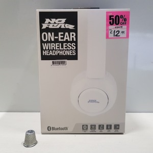 21X BRAND NEW NO FEAR WIRELESS BLUETOOTH CUSHIONED HEADPHONES IN WHITE - PICK LOOSE