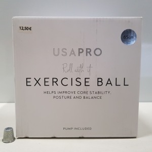 24 X BRAND NEW USA PRO EXERCISE BALL SIZE 65CM WITH PUMP INCLUDED - IN 2 BOXES