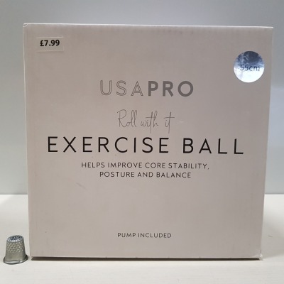 24 X BRAND NEW USA PRO EXERCISE BALL SIZE 55CM WITH PUMP INCLUDED - IN 2 BOXES