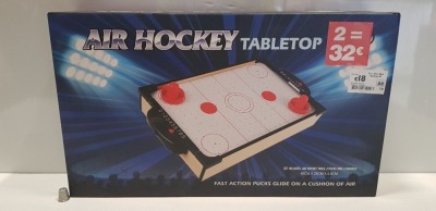 24 X BRAND NEW BOXED AIR HOCKEY TABLE TOP INCLUDES 2X PUCKS AND 2X PADDLES - 48CM X 28CM X 6.8CM - IN 4 BOXES