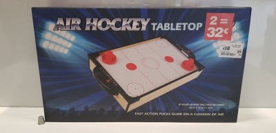 24 X BRAND NEW BOXED AIR HOCKEY TABLE TOP INCLUDES 2X PUCKS AND 2X PADDLES - 48CM X 28CM X 6.8CM - IN 4 BOXES