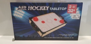 24 X BRAND NEW BOXED AIR HOCKEY TABLE TOP INCLUDES 2X PUCKS AND 2X PADDLES - 48CM X 28CM X 6.8CM - IN 4 BOXES