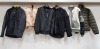 6 PIECE MIXED JACKET LOT TO INCLUDE BRIT ISLAND BLACK JACKET SIZE MEDIUM / BOOHOO HIGH SHINE OVERSIZED NUDE PUFFER SIZE UK 10 / AQUATITE BLACK JACKET SIZE MEDIUM / BRIT ISLAND CHARCOAL JACKET SIZE MEDIUM AND F&F KHAKI JACKET SIZE LARGE ETC.