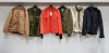 6 PIECE MIXED JACKET LOT TO INCLUDE WESTBEACH FAUX FUR CREAM JACKET SIZE SMALL / RALPH LAUREN KHAKI JACKET SIZE LARGE / ZARA ORANGE JACKET SIZE SMALL / PAUL SMITH NAVY JACKET SIZE MEDIUM AND BRIT ISLAND KHAKI JACKET SIZE MEDIUM ETC.