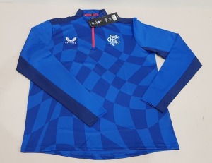 20 X BRAND NEW RANGERS FC HOME KIT 1/4 ZIP MID LAYER SWEATERS - SIZE LARGE