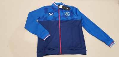 16 X BRAND NEW CASTORE RANGERS FC PLAYERS TRAINING ANTHEM JACKET IN BLUE - ALL SIZE MEDIUM