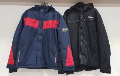 2 X BRAND NEW MIXED PREMIUM SKI / WINTER COATS LOT CONTAINING NEVICA COT IN BLACK IN ( SIZE L ) - AND JACK WILLS COAT IN RED/NAVY IN ( SIZE S )