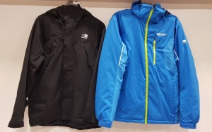 2 X BRAND NEW MIXED PREMIUM SKI / WINTER COATS LOT CONTAINING NEVICA COAT IN BLUE IN ( SIZE L) - AND CARRIMOR COAT IN BLACK IN ( SIZE M )