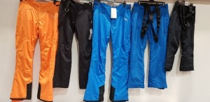 5 X BRAND NEW MIXED SKI / WINTER PANTS TO INCLUDE SPYDER, NEVICA AND KJUS IN SIZES LARGE, XL ,XXL AND UK 10 & 16