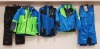 5 X BRAND NEW MIXED CLOTHING LOT CONTAINING 2 X NEVICA COATS IN GREEN/BLUE ( IN SIZE 9-10YRS) AND 1 X SPYDER COAT IN BLUE/BLACK ( IN SIZE JUNIOR L ) ALSO 1 X NEVICA SKI /WINTER PANTS IN BLUE ( IN SIZE 9-10 YRS ) - 1 X DARE2B SKI/WINTER PANTS IN BLACK (