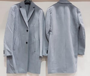 20 X BRAND NEW TOPMAN FLEECED OVERSIZED BUTTONED COATS IN GREY/BLUE - IN SIZES XS / S