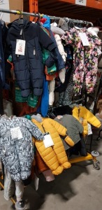 50 X BRAND NEW MIXED KIDS JACKETS / ONE PIECE BODY SUITS CLOTHING LOT TO INCLUDE JASPER J BOYS WIND BREAKER JACKET ( AGE 6 ) - BRIT MINI SHIBA FAUX FUR JACKET ( 3-6 MTHS) - BLUEZOO GREY FLEECED UNDERLAYER ( 5-6 YRS ) - BRIT ISLANDS BOYS REFLECTIVE JACKET