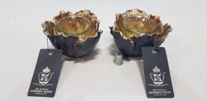 48 X BRAND NEW THE VINTAGE GARDEN ROOM BLACK FLORAL TEA LIGHT HOLDERS SIZE 7CM H X 10CM W IN 2 BOXES