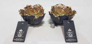 48 X BRAND NEW THE VINTAGE GARDEN ROOM BLACK FLORAL TEA LIGHT HOLDERS SIZE 7CM H X 10CM W IN 2 BOXES